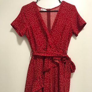 Red Polka Dot Wrap Dress
